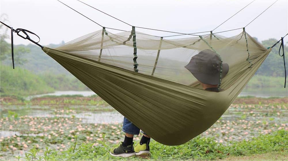 hamaca naturefun ligera con mosquitera para camping